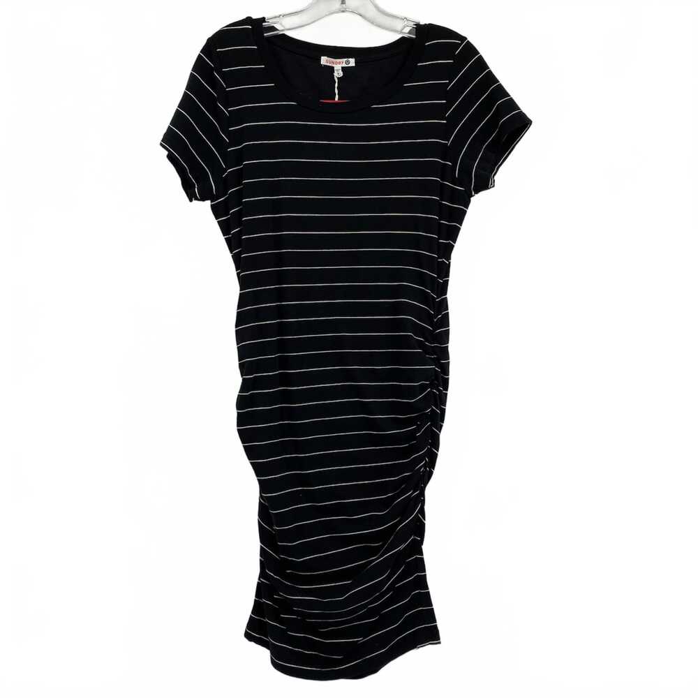 Sundry Black White Striped Ruched Mini Dress Size 2